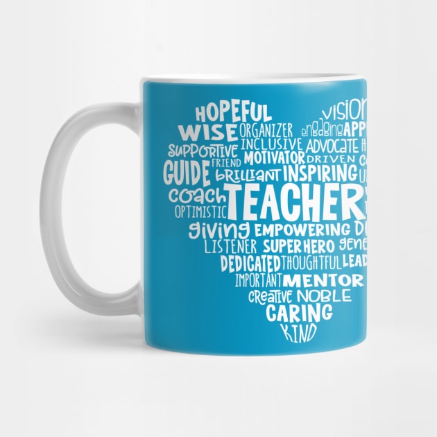 Teacher Heart Word Cloud by Jitterfly